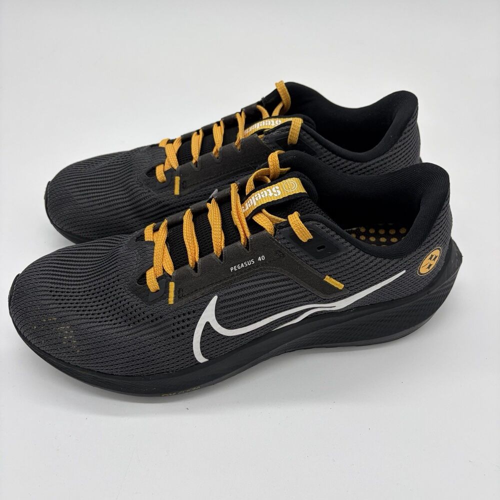 Nike Air Zoom Pegasus 40 Pittsburgh Steelers Mens 10 Black Gold DZ6006-001 NFL
